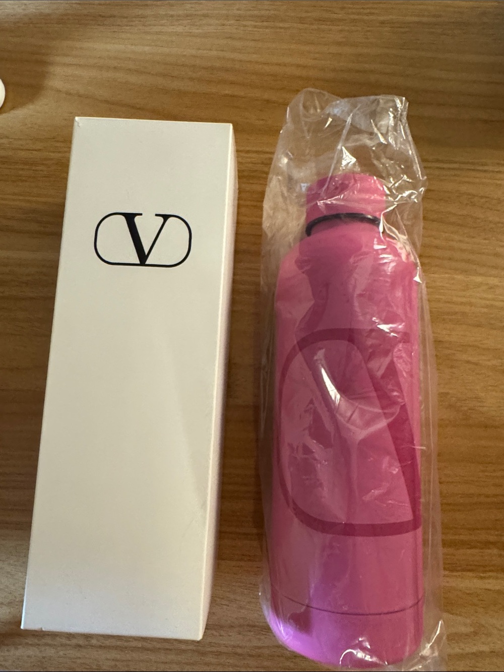 Valentino Pink Logo Metal Water Bottle